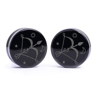 Plug / Gauge Sagittarius zodiaque - Verre noir | Face plate double évasé