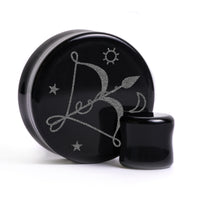 Plug / Gauge Sagittarius zodiaque - Verre noir | Face plate double évasé