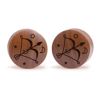 Plug / Gauge Sagittarius zodiaque - Bois de Saba | Convexe double évasé