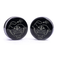 Plug / Gauge Samurai Oni - Verre noir | Face plate double évasé
