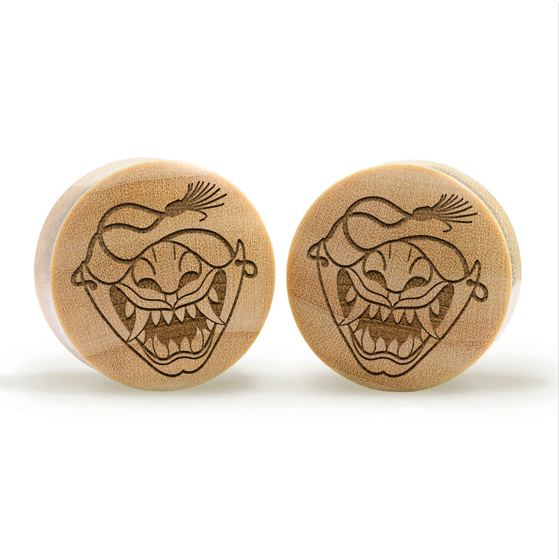 Plug / Gauge Samurai Oni - Bois de crocodile | Convexe double évasé