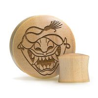 Plug / Gauge Samurai Oni - Bois de crocodile | Convexe double évasé