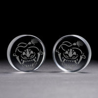 Plug / Gauge Samurai Oni - Verre transparent | Face plate double évasé
