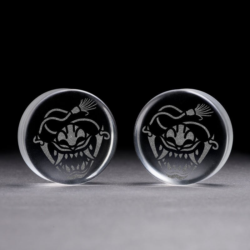 Plug / Gauge Samurai Oni - Verre transparent | Face plate double évasé