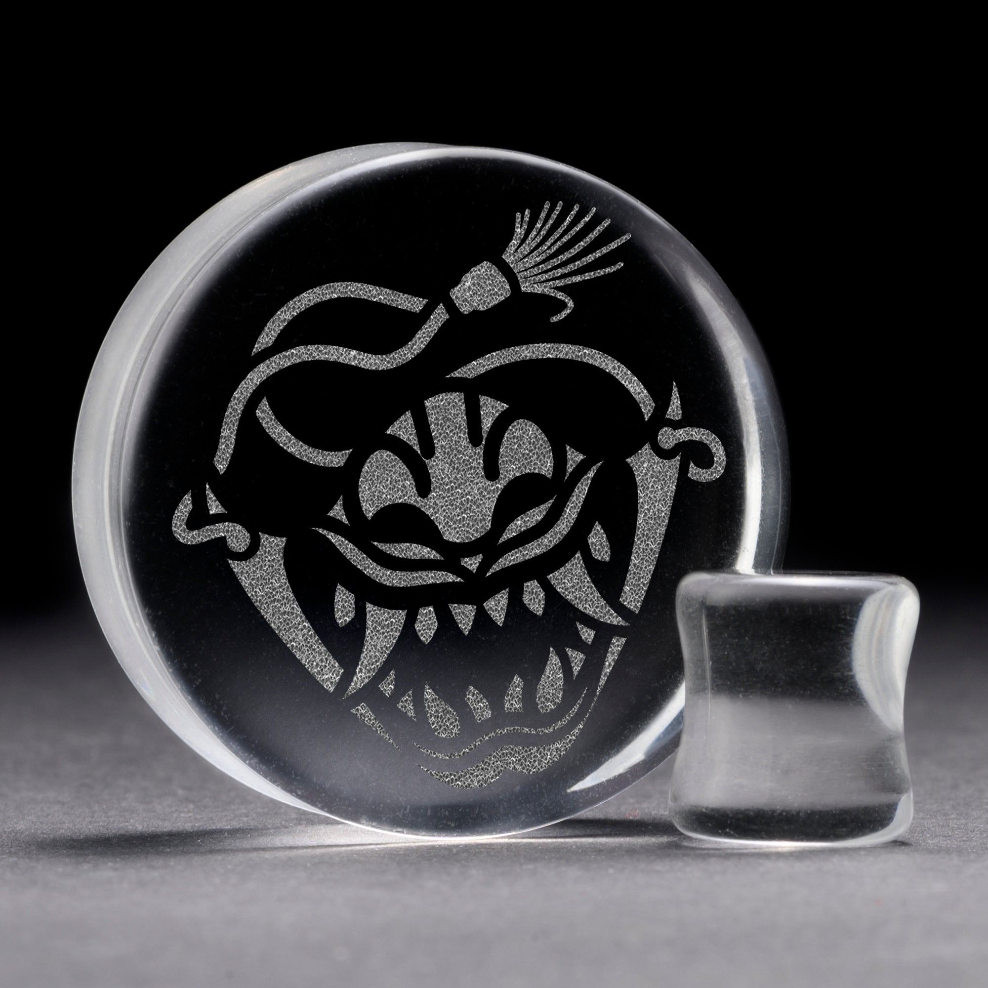 Samurai Oni Plug / Gauge - Clear Glass | Flat Faced Double Flare