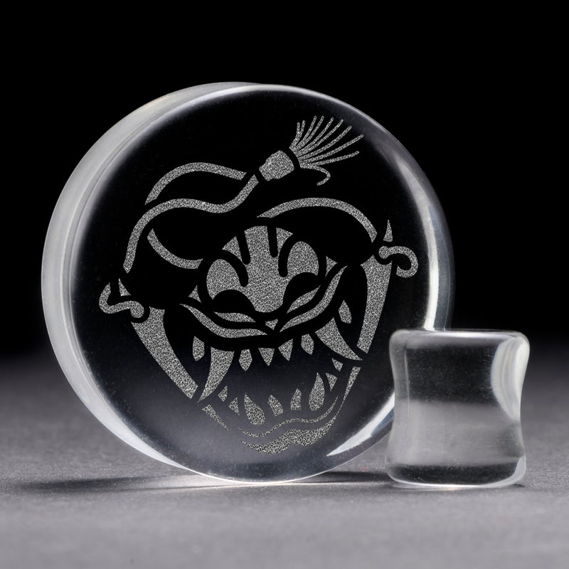 Plug / Gauge Samurai Oni - Verre transparent | Face plate double évasé