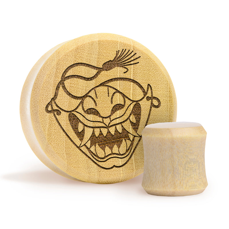 Plug / Gauge Samurai Oni - Bois de crocodile | Face plate double évasé