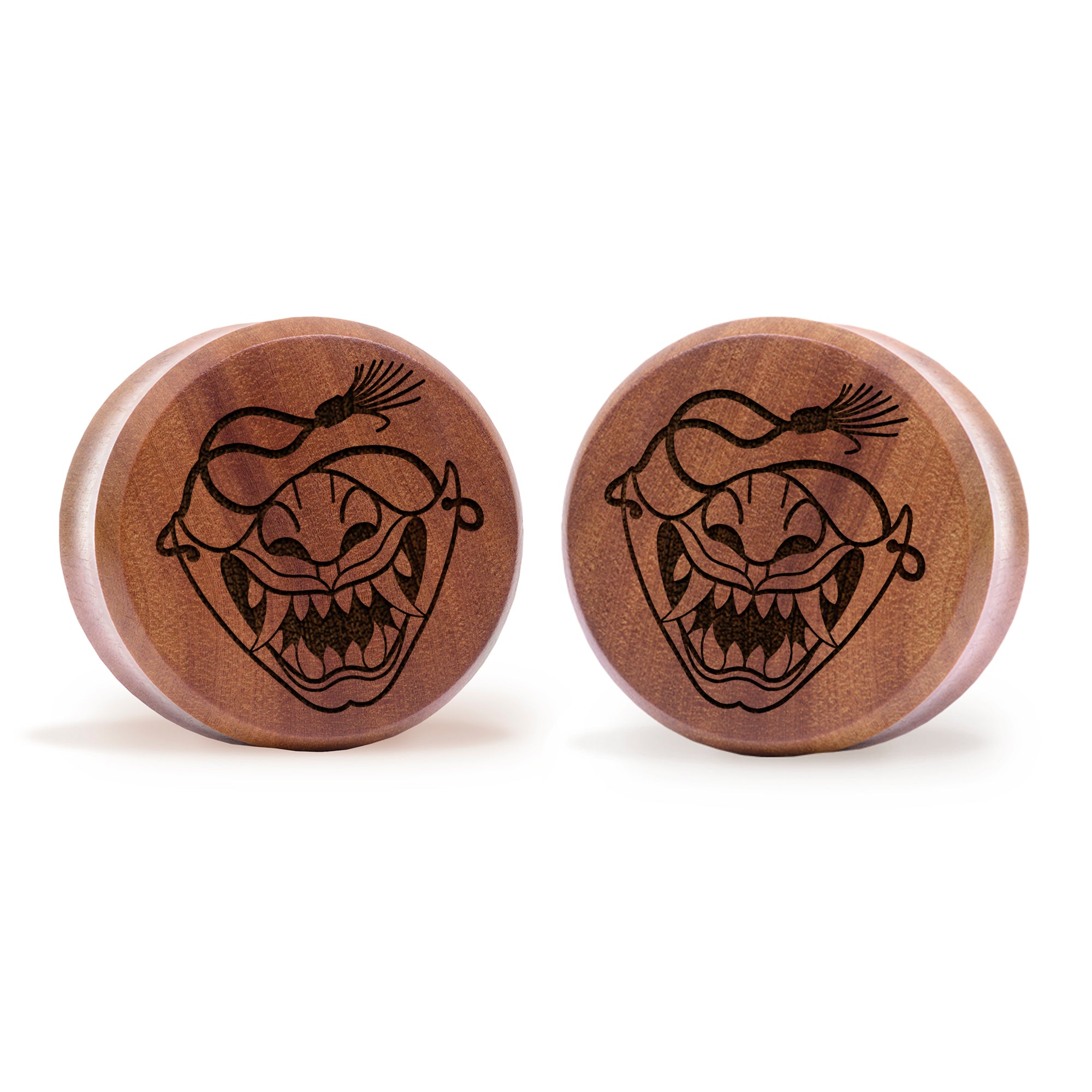 Ram Schädel Plug / gauge - Silber Inlay Ebony Wood | Konvexe Doppelaufgeweitet