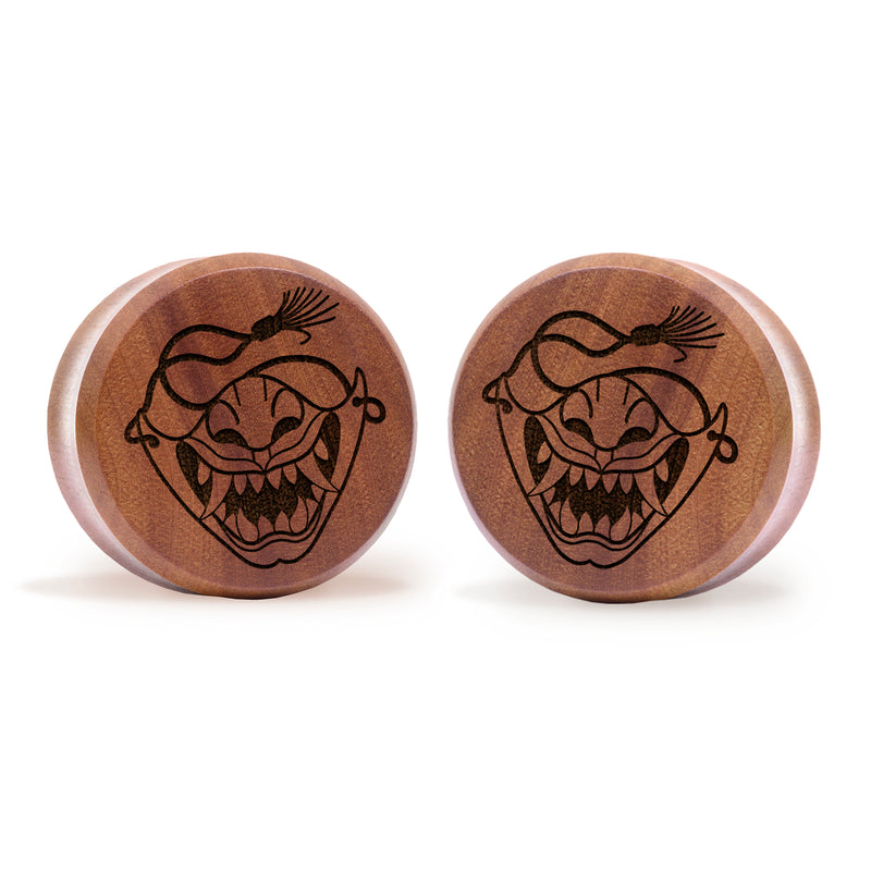 Plug / Gauge Samurai Oni - Bois de Saba | Face plate double évasé