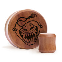 Plug / Gauge Samurai Oni - Bois de Saba | Face plate double évasé