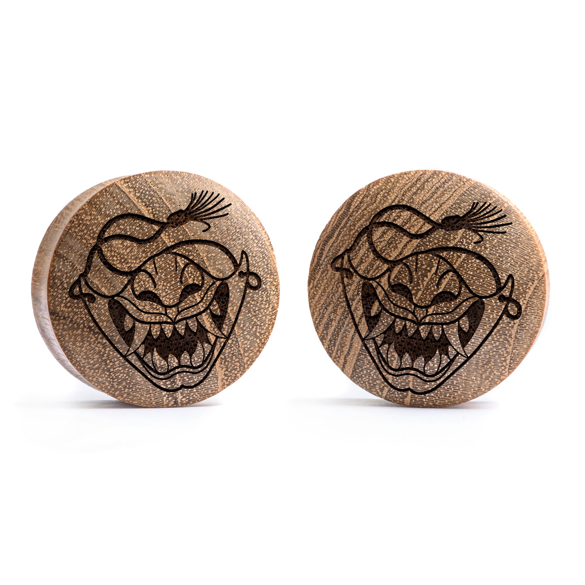 Samurai Oni Plug / Gauge - Teakholz | Konvexe Doppelaufgeweitet