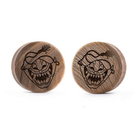 Plug / Gauge Samurai Oni - Bois de teck | Face plate double évasé