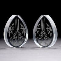 Scissors Plug / Gauge - Verre transparent en forme de goutte | Double flare à face plate