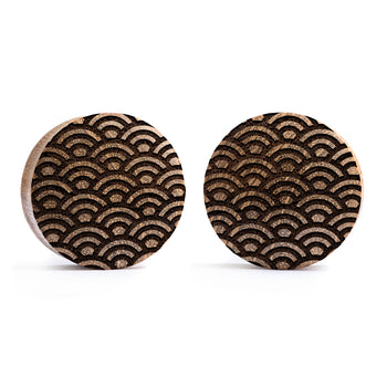 Ram Schädel Plug / gauge - Silber Inlay Ebony Wood | Konvexe Doppelaufgeweitet