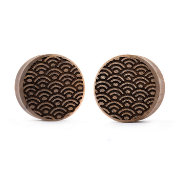 Avocado  Plug / Gauge - Teardrop Crocodile Wood | Flat Faced Double Flare