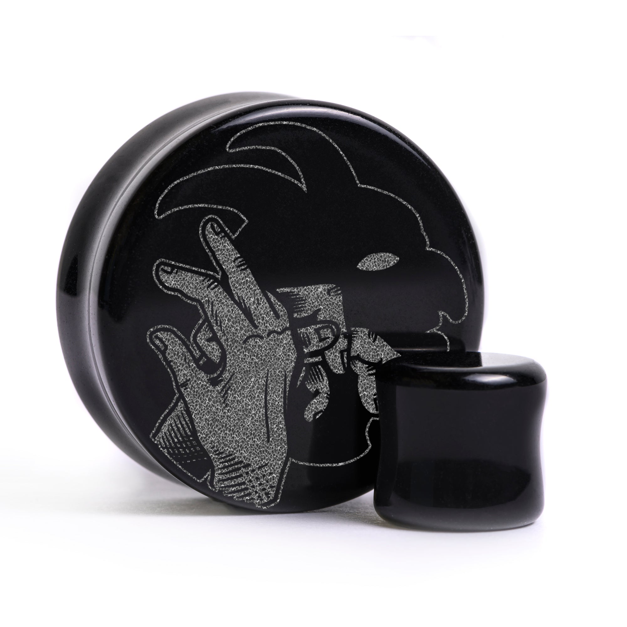 Shadow Demon Plug / Gauge - Black Glass | Flat Faced Double Flare