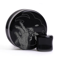 Plug Démon des ombres / Gauge - Verre noir | Double flare à face plate