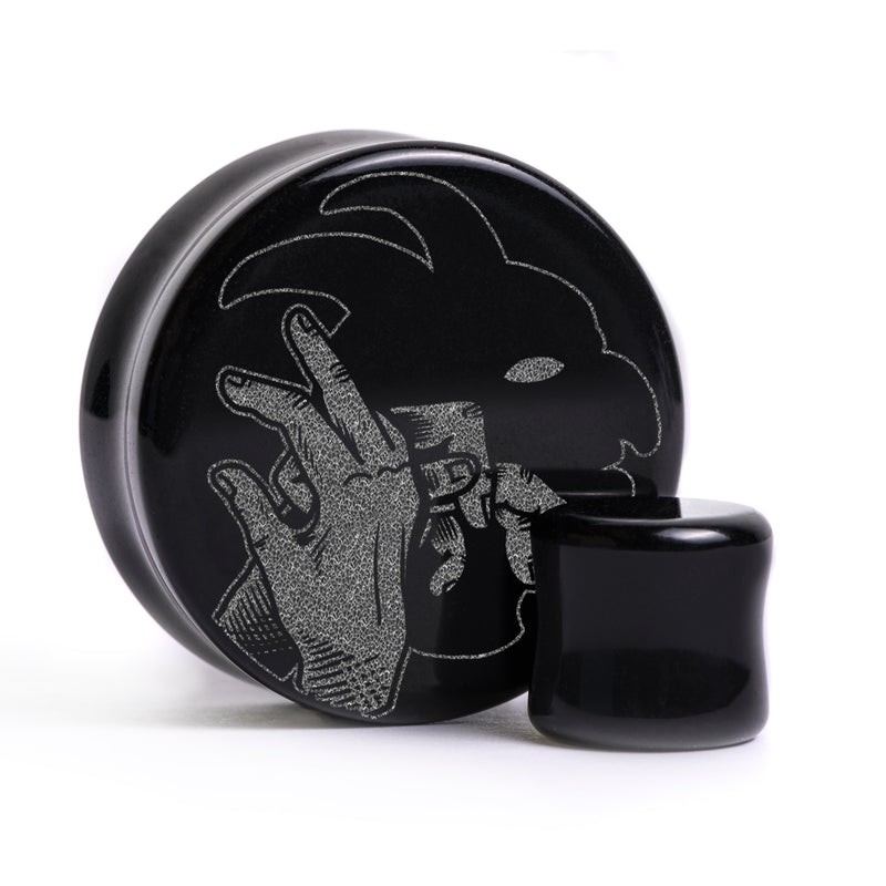 Plug Démon des ombres / Gauge - Verre noir | Double flare à face plate