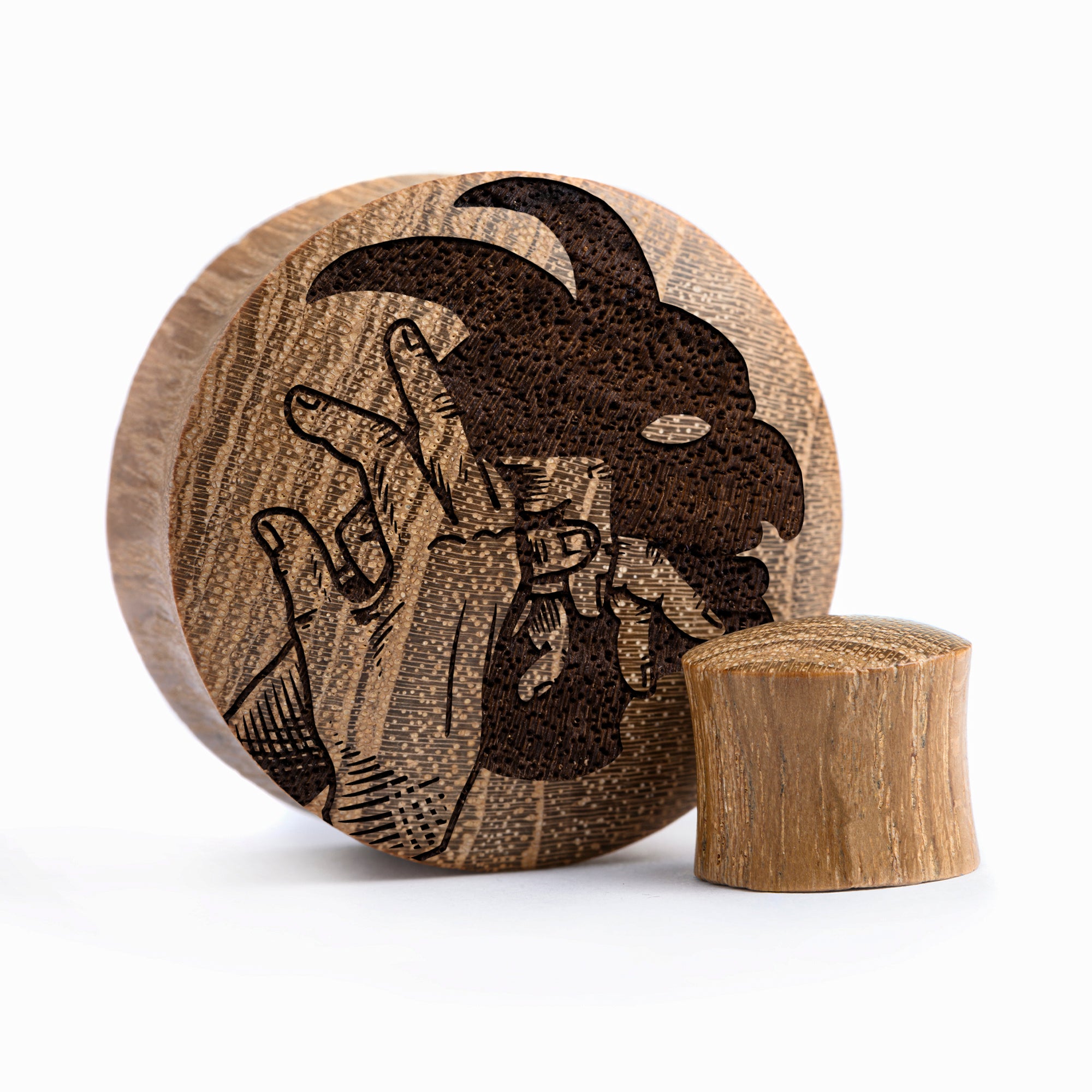 Schatten -Dämon -Plug / gauge - Teakholz | Konvexe Doppelaufgeweitet