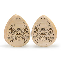 Shark Plug / Calibre - Bois crocodile en forme de goutte | Double flare à face plate