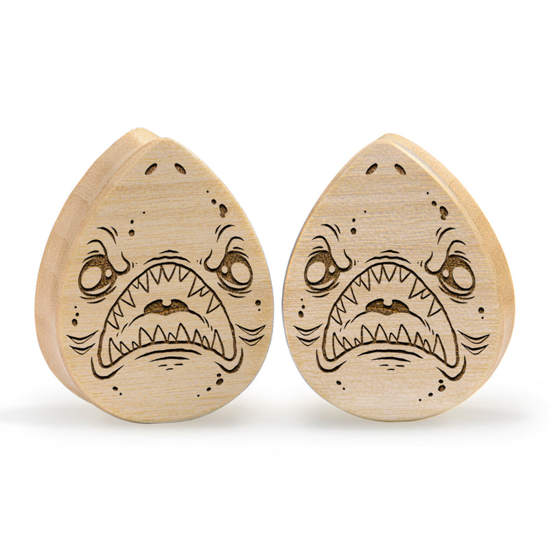 Shark Plug / Calibre - Bois crocodile en forme de goutte | Double flare à face plate