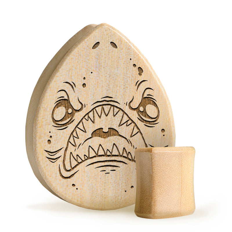 Shark Plug / Calibre - Bois crocodile en forme de goutte | Double flare à face plate
