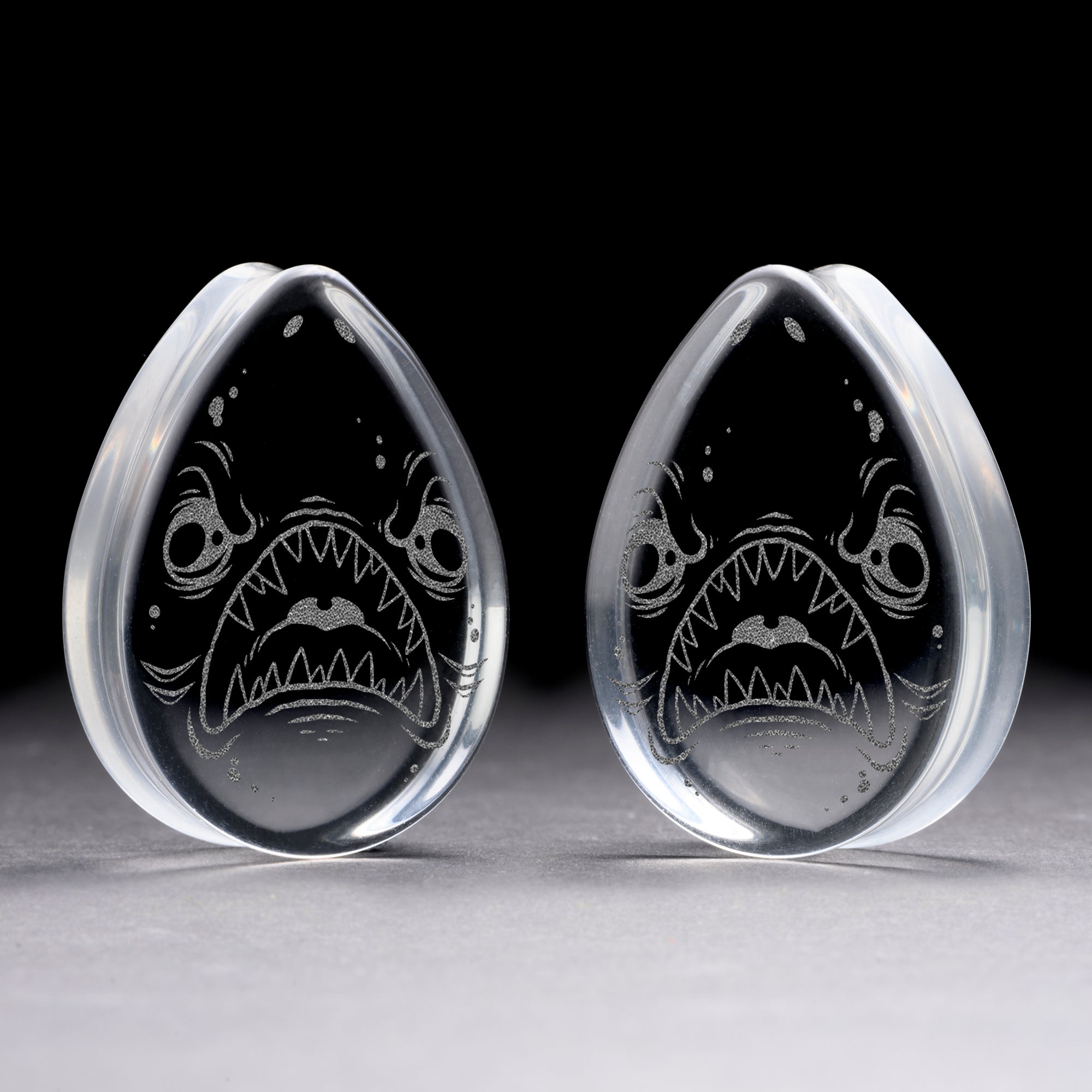 Kitsune Fox Mask Plug / Gauge - Black Glass | Flat Faced Double Flare