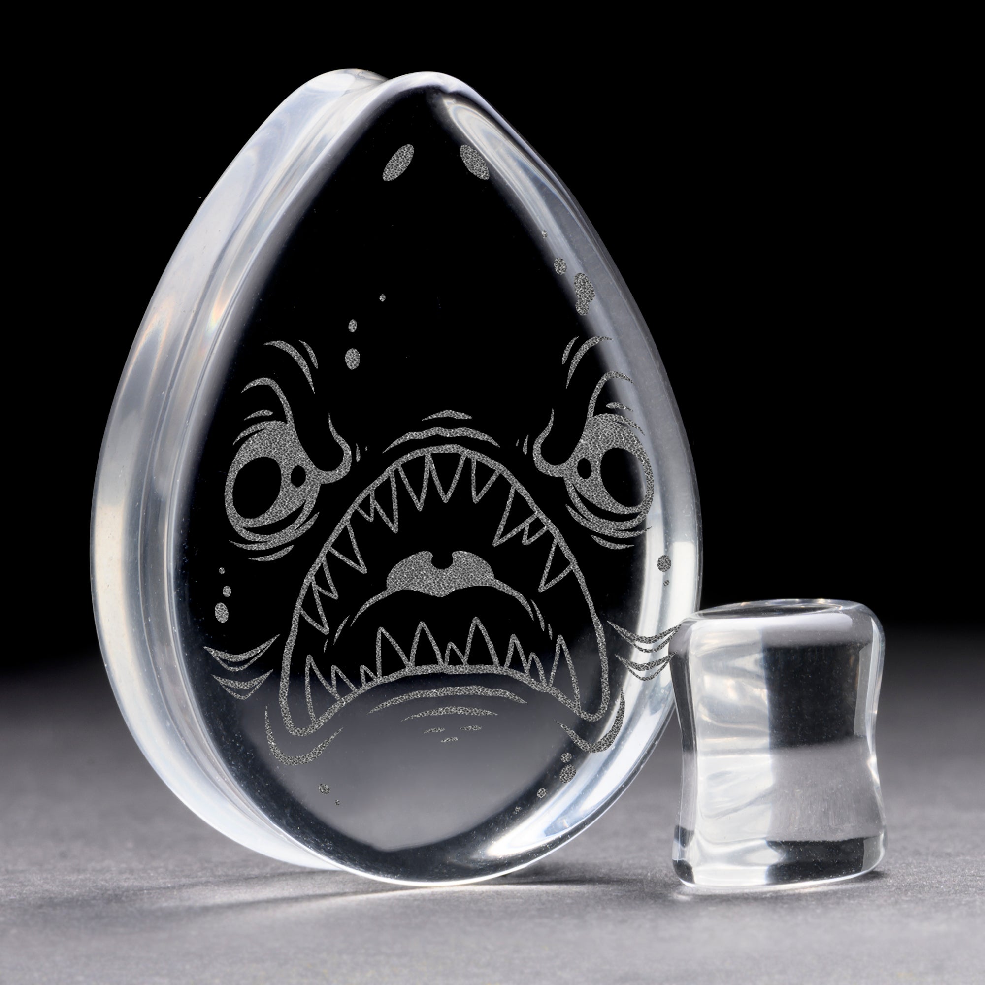 Shark Plug / Gauge - Teardrop Clear Glass | Flat Faced Double Flare