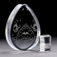 Shark Plug / Gauge - Goutte en verre transparent | Double flare à face plate