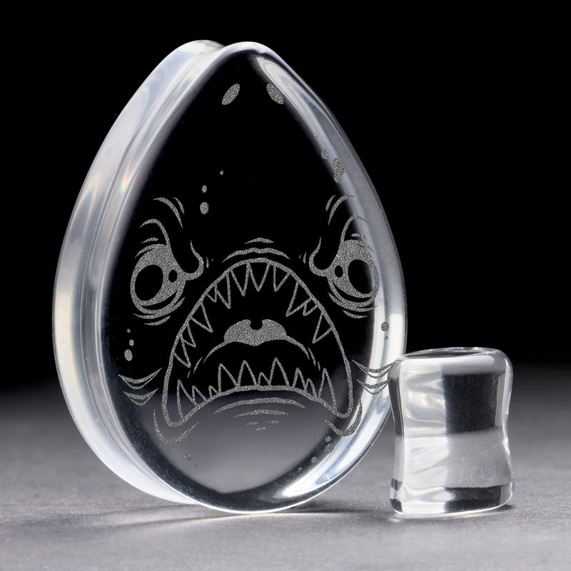 Shark Plug / Gauge - Goutte en verre transparent | Double flare à face plate