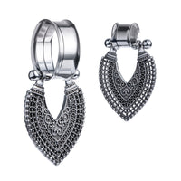 Shield Design Silver Dangle Ear Plug