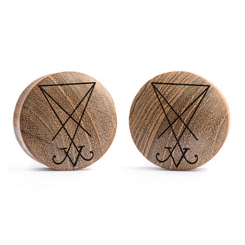 Starburst Mandala Ornamental Tattoo Plug / Gauge - Teak Wood | Convex Double Flare