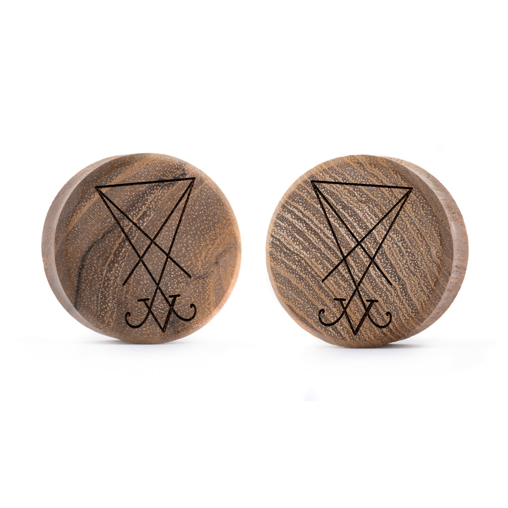 Sigil Plug / Gauge - Teak Wood | Flat Faced Double Flare - Lasered To Order In House At Custom Plugs HQ