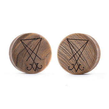 Linework Mandala Ornamental Tattoo Plug / Gauge - Teak Wood | Convex Double Flare