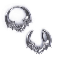 Poids d'oreille chauve-souris en acier argenté - Paire