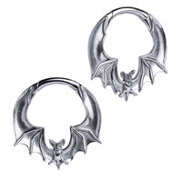 Poids d'oreille chauve-souris en acier argenté - Paire