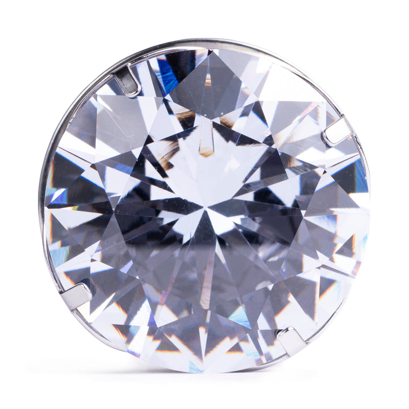 Silver Clear Diamond Screwback Steel Ear Stretching Plug / Gauge