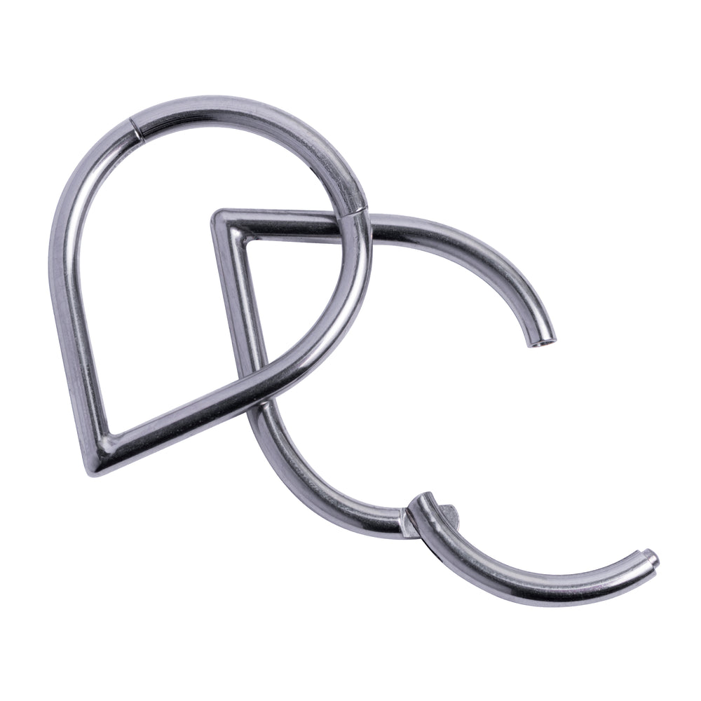 Titanium Hinged Teardrop Septum Ring 1.2mm Gauge in Silver - Tear Shaped Septum Ring for Piercings - 8mm/10mm
