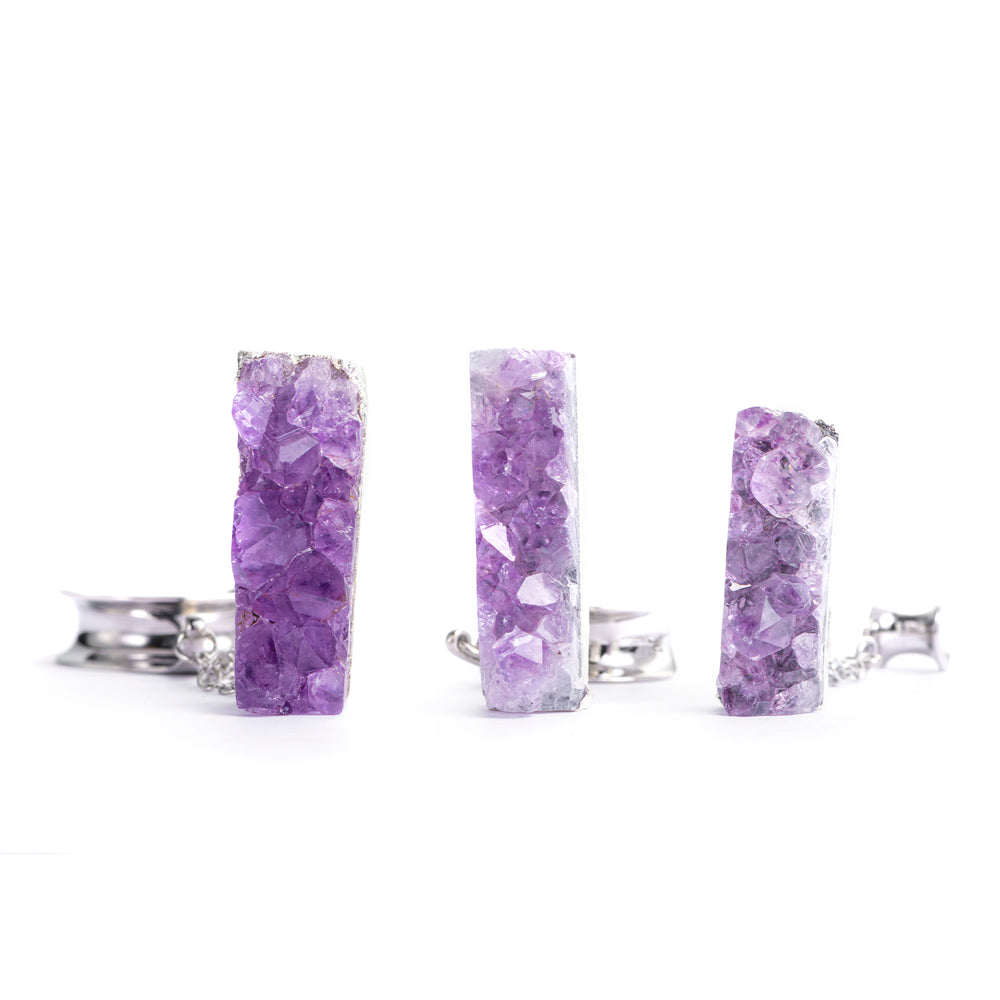 Amethyst & Silver Sattle Ohrgewichte (Paar)