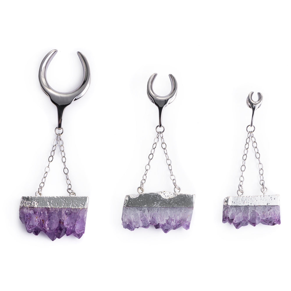 Amethyst & Silver Sattle Ohrgewichte (Paar)