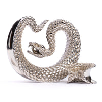 Plug / Gauge d'oreille saddle en laiton serpent argenté