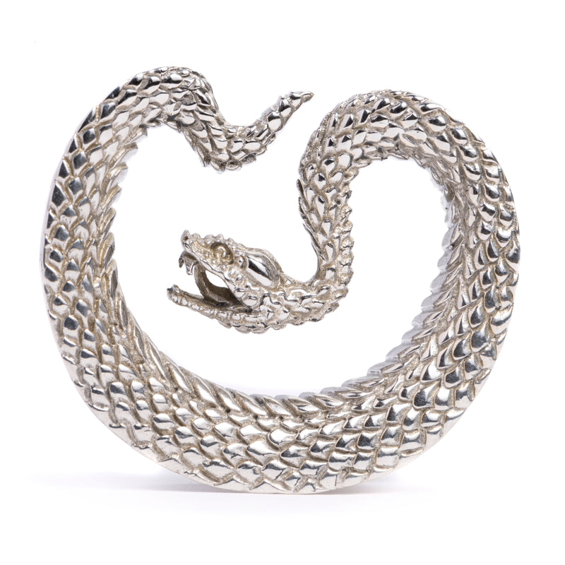 Plug / Gauge d'oreille saddle en laiton serpent argenté