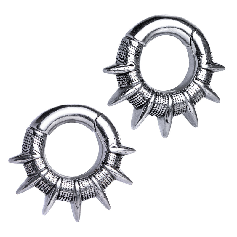 Poids d'oreille à pointes en acier argenté - Paire