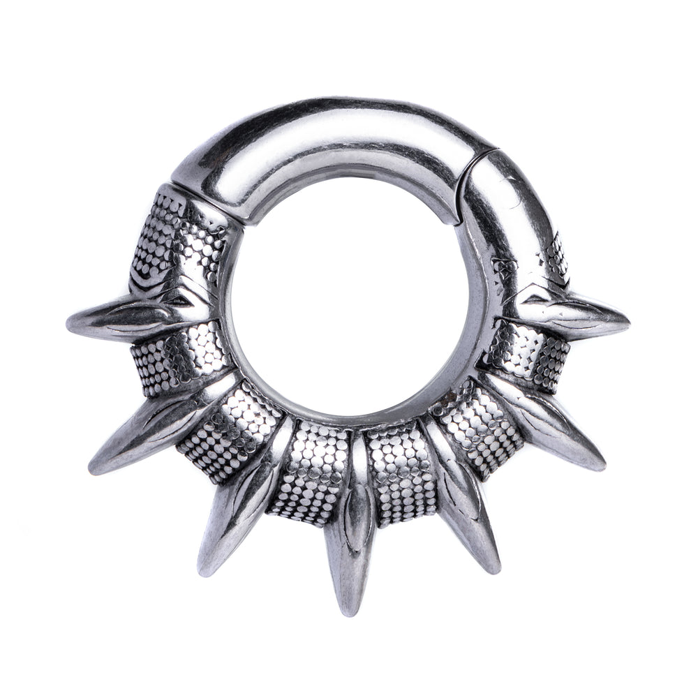 Silver Spiked Ear Weights (Pair) - Tribal Weighted Earrings for Stretched Ears