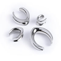 Silver V Shape Surgical Steel Saddle Ear Plug / Gauge