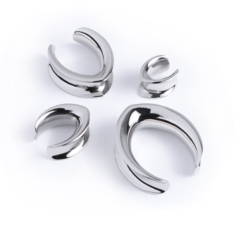 Silver V Shape Surgical Steel Saddle Ear Plug / Gauge