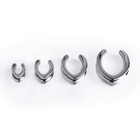 Silver V Shape Surgical Steel Saddle Ear Plug / Gauge