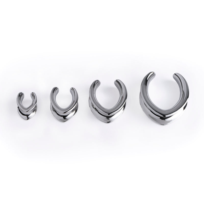 Silver V Shape Surgical Steel Saddle Ear Plug / Gauge
