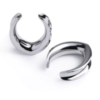 Silver V Shape Surgical Steel Saddle Ear Plug / Gauge