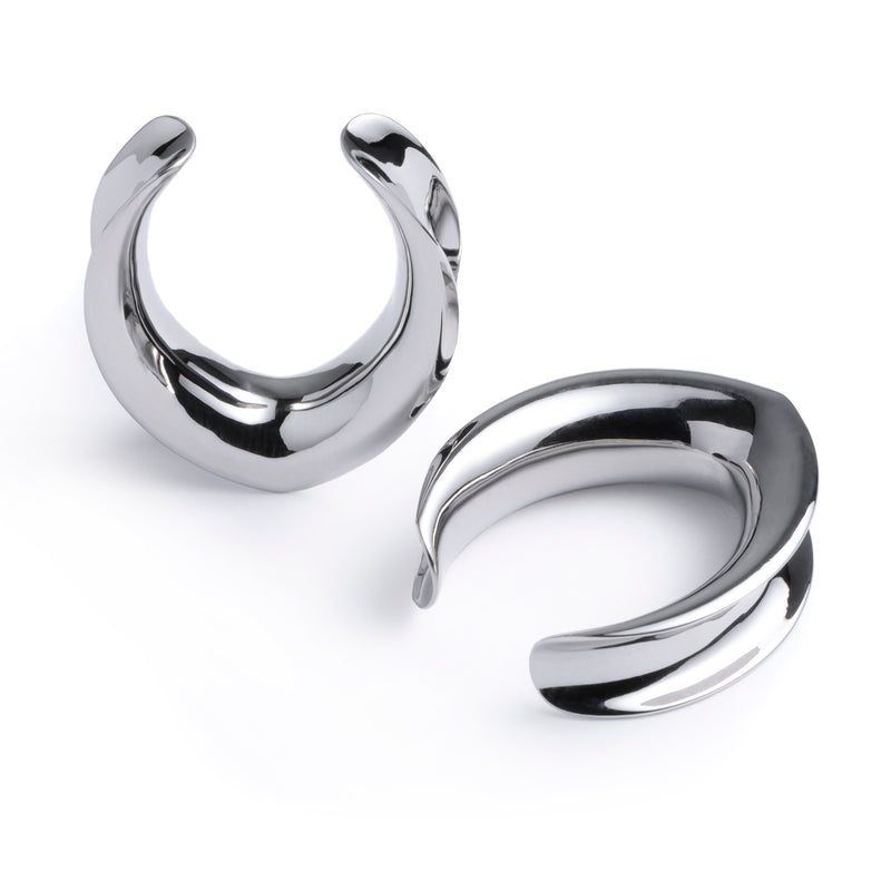 Silver V Shape Surgical Steel Saddle Ear Plug / Gauge